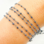 Blue Sapphire Oxidized Wire Chain.